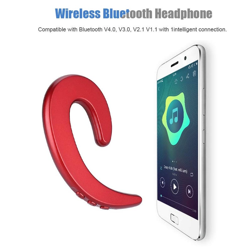 Ciglow Bluetooth Headphone, Hands Ear Hook Headset Painless Earphone Ergonomic Design Headset(red) - Image 2
